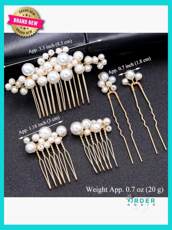 Pearl Hair Combs and Pins Set Elegant Bridal Prom Hair Accessories Handmade main image 6